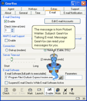 E-mail Options, genie reading message aloud